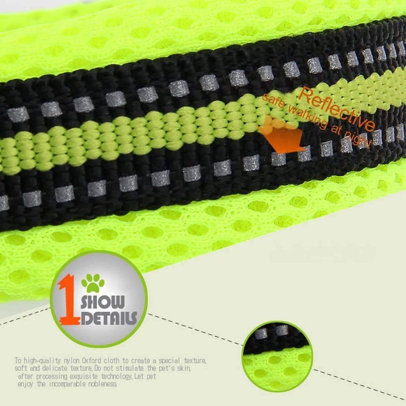 La La Pet Creation Core Reflective Mesh Padded Dog Collar Adjustable Nylon Outdoor Adventure Pet Collar, Green XL - Image 2